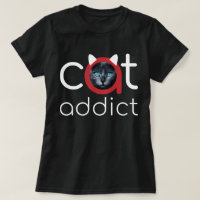 Cat Addict White Red Blue Eyes Design