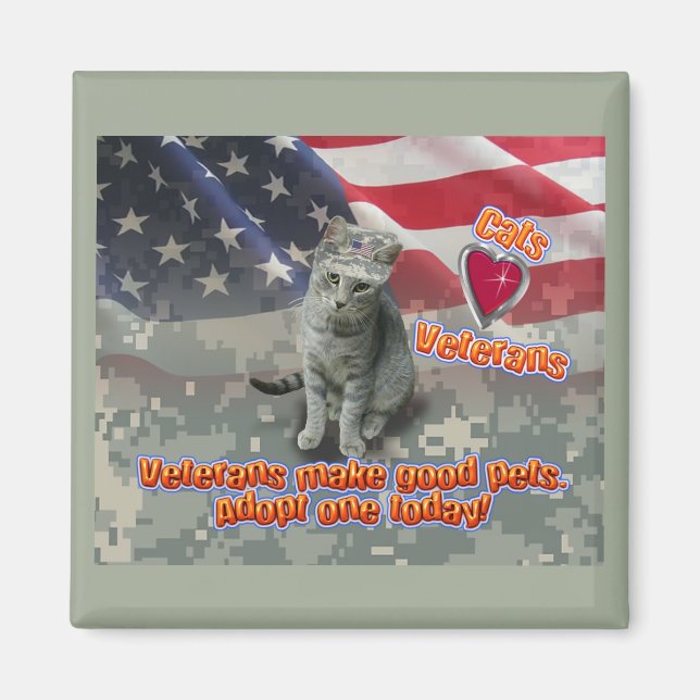 Cat Adopts Veteran for Lifelong Friend Magnet (Front)
