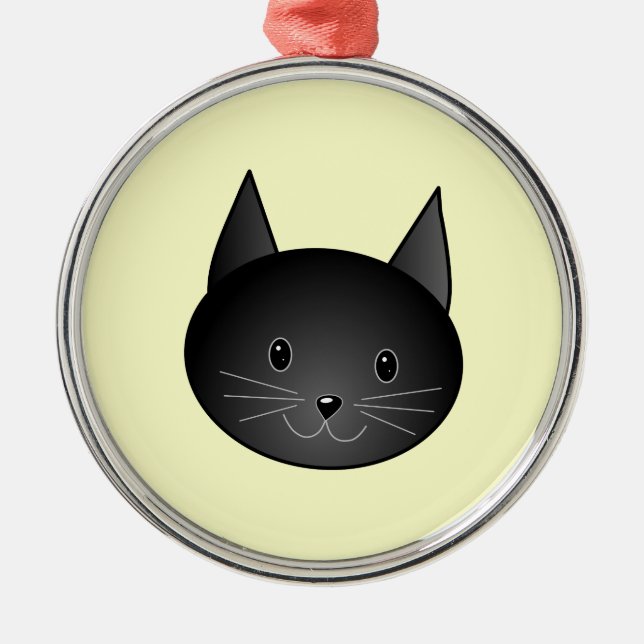 Cat. Adorable black kitty. Metal Tree Decoration (Front)