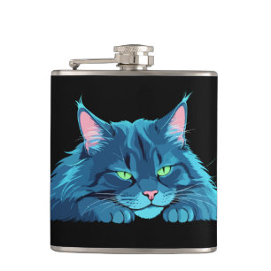 Cat Adorable Cute Animal Sleeping Relaxing Calm Hip Flask