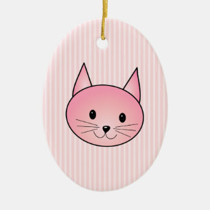 Cat. Adorable pretty pink kitty. Ceramic Tree Decoration