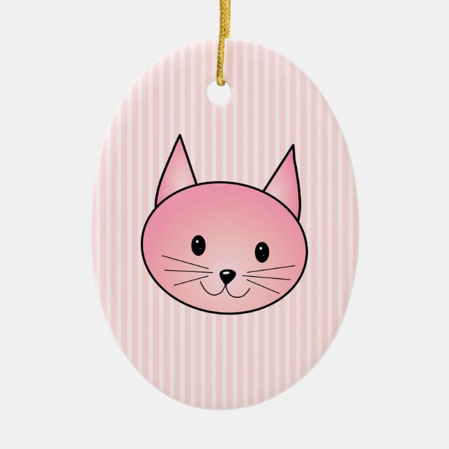 Cat. Adorable pretty pink kitty. Ceramic Tree Decoration (Front)
