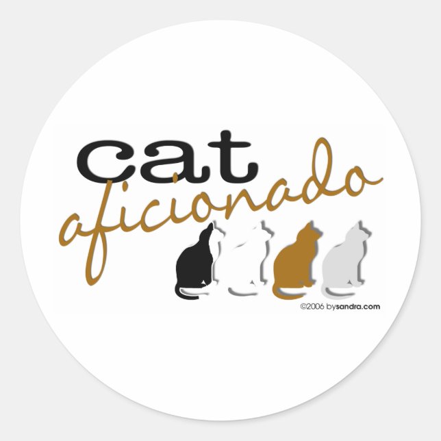Cat Aficionado Classic Round Sticker (Front)