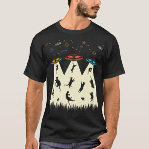 Cat Alien Abduction Kitten Kitty UFO Funny Cat Dad T-Shirt