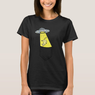 Cat Alien Abduction Pocket Believe Ufo Kitten Cat  T-Shirt