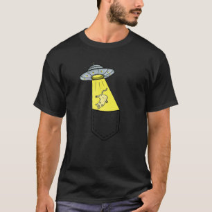 Cat Alien Abduction Pocket Believe Ufo Kitten Cat T-Shirt