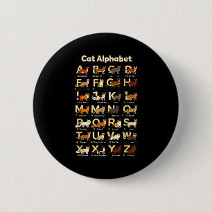 Cat alphabet funny kitten lover teacher vibe 6 cm round badge