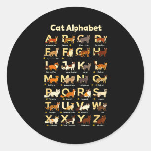Cat alphabet funny kitten lover teacher vibe  classic round sticker