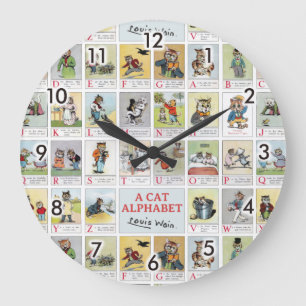 Cat Alphabet, Louis Wain Large Clock