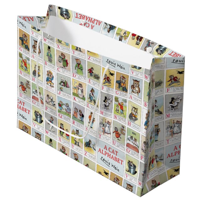 Cat Alphabet, Louis Wain Large Gift Bag (Front Angled)
