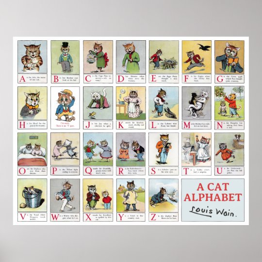 Cat Alphabet, Louis Wain Poster | Zazzle.co.uk