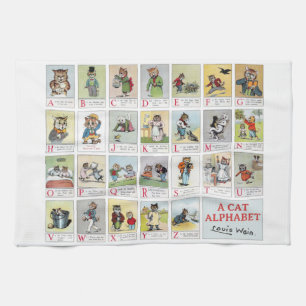 Cat Alphabet, Louis Wain Tea Towel