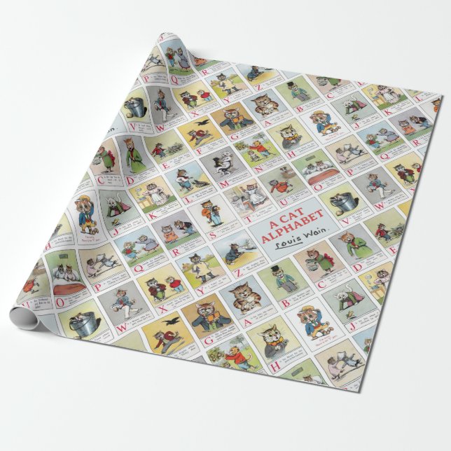 Cat Alphabet, Louis Wain Wrapping Paper (Unrolled)