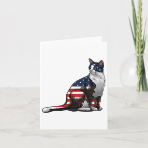 Cat American Flag 4th Of July Cute Patriotic Kitte Card