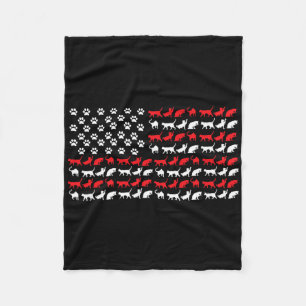 Cat American Flag Usa Paws Patriotic Fleece Blanket