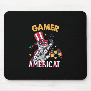 Cat Americat 4th Of July American Gamer Mouse Mat