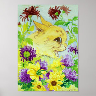 Cat Among The Flowers, Louis Wain Poster