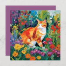 Cat among the Flowers Note Card