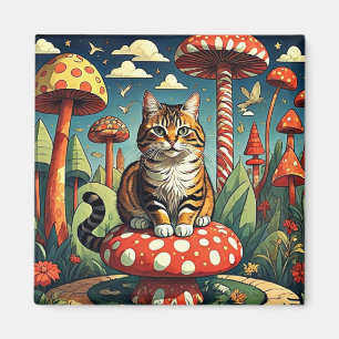 Cat among the Mushrooms Magnet
