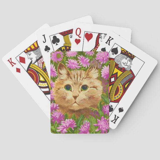 Cat Amongst the Flowers by Louis Wain Playing Cards (Back)