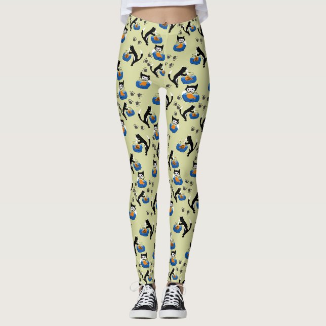 Cat and a Fishbowl Leggings (Front)