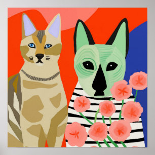 Cat and Alien Cat Poster
