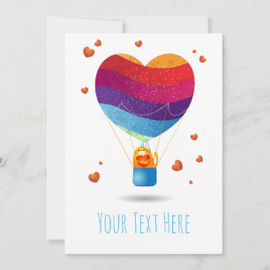 Cat and Ballon of Love  Invitation