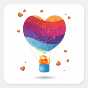 Cat and Ballon of Love  Square Sticker