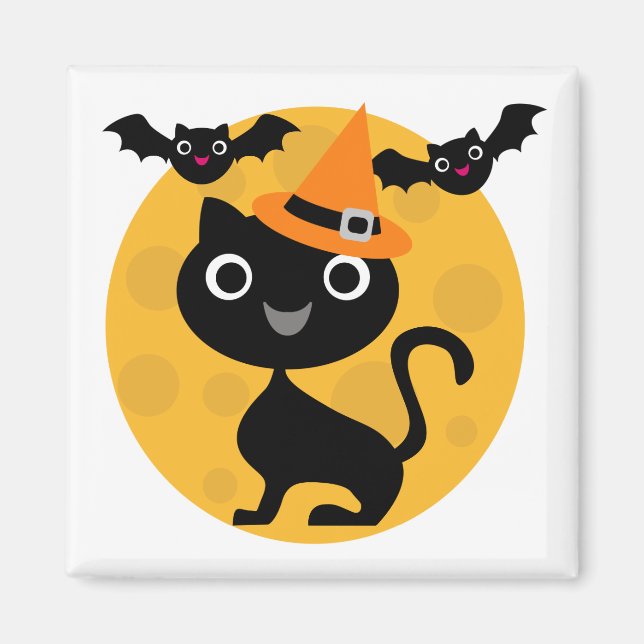 Cat and Bats Halloween T-shirts and Gifts Magnet (Front)
