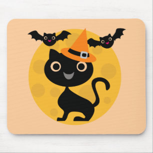 Cat and Bats Halloween T-shirts and Gifts Mouse Mat