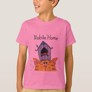Cat and Bird House Mobile Home T-Shirt
