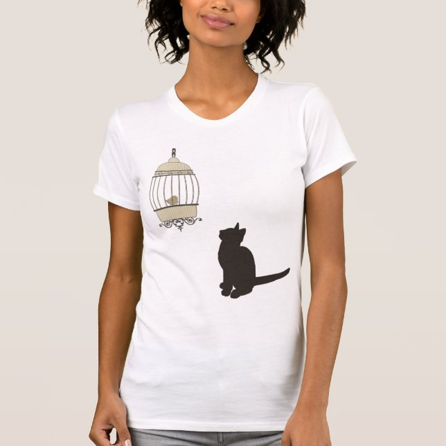 Cat and Birdcage T-Shirt (Front)