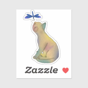 Cat and blue dragonfly