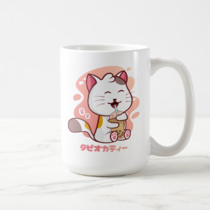 Cat And Boba Milk Tea Anime Kawaii Coffee Mug