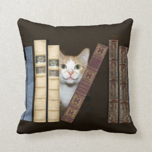 Cat and books cushion