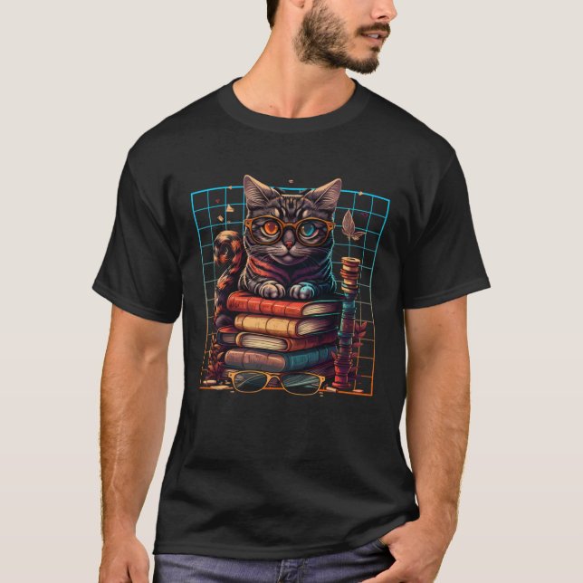 Cat  and Bookworm Book  Books and Cat fans  2 T-Shirt (Front)
