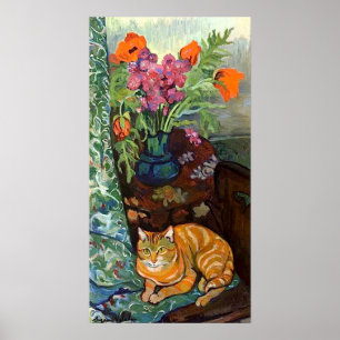 Cat and Bouquet, Suzanne Valadon Poster