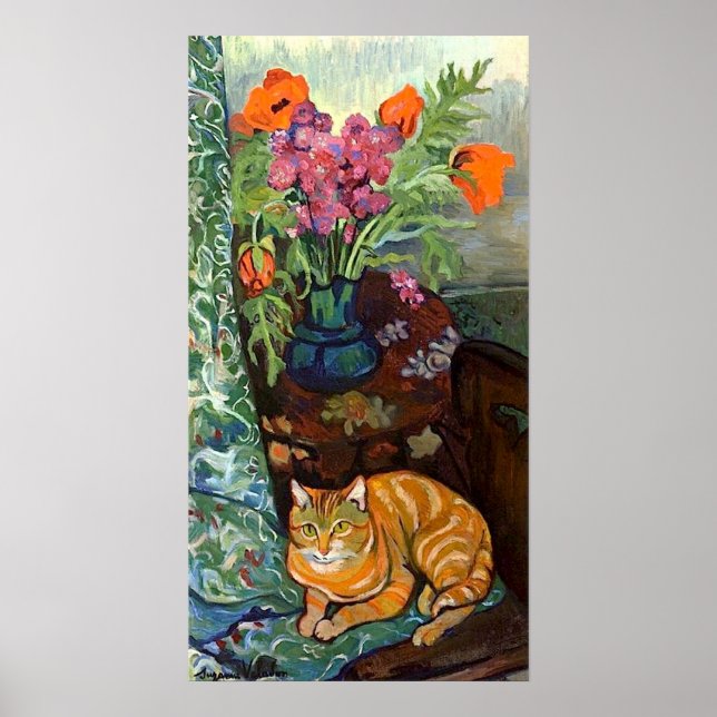 Cat and Bouquet, Suzanne Valadon Poster (Front)