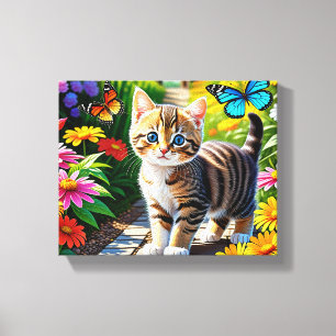 Cat and butterflies canvas print