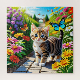 Cat and butterflies jigsaw puzzle