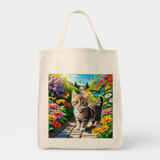 Cat and butterflies tote bag