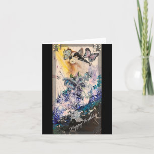 Cat and Butterfly Birthday Card
