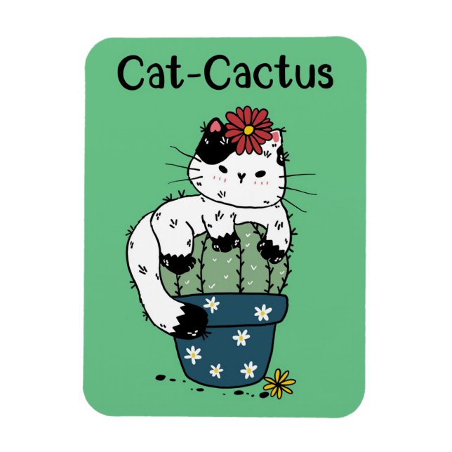 Cat And Cactus Magnet (Vertical)