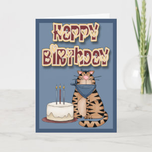 Cat and Cake Happy Birthday Card