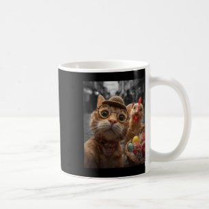 Cat And Chicken Selfie Funny Vintage Easter Eggs _ Coffee Mug
