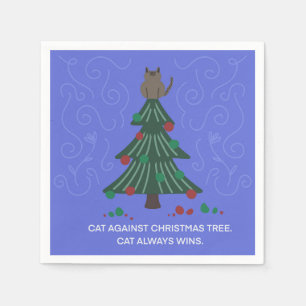 Cat and Christmas Tree Napkin