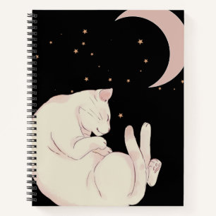 Cat and crescent moon notebook