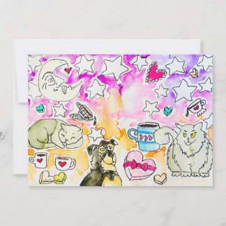 Cat and Dog Art Holiday Card