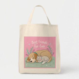 Cat and dog best friends forever tote bag