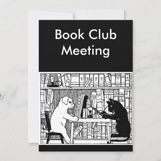 Cat and Dog Book Club Invitation (Front)